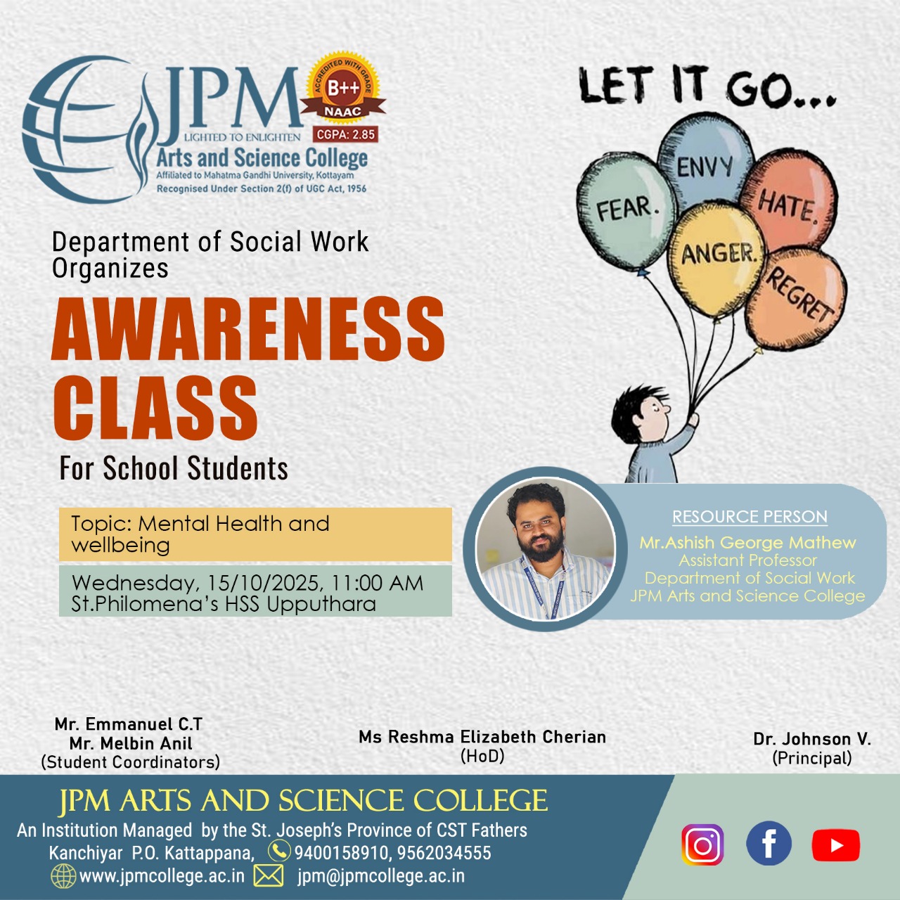 Awareness Class on Mental Health and Wellbeing | JPM Arts & Science College